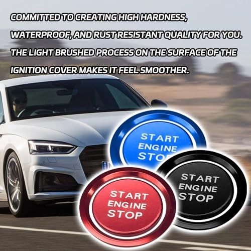 Push Start Button Cover Start Stop Button Cover for Audi Accessories, Car Black