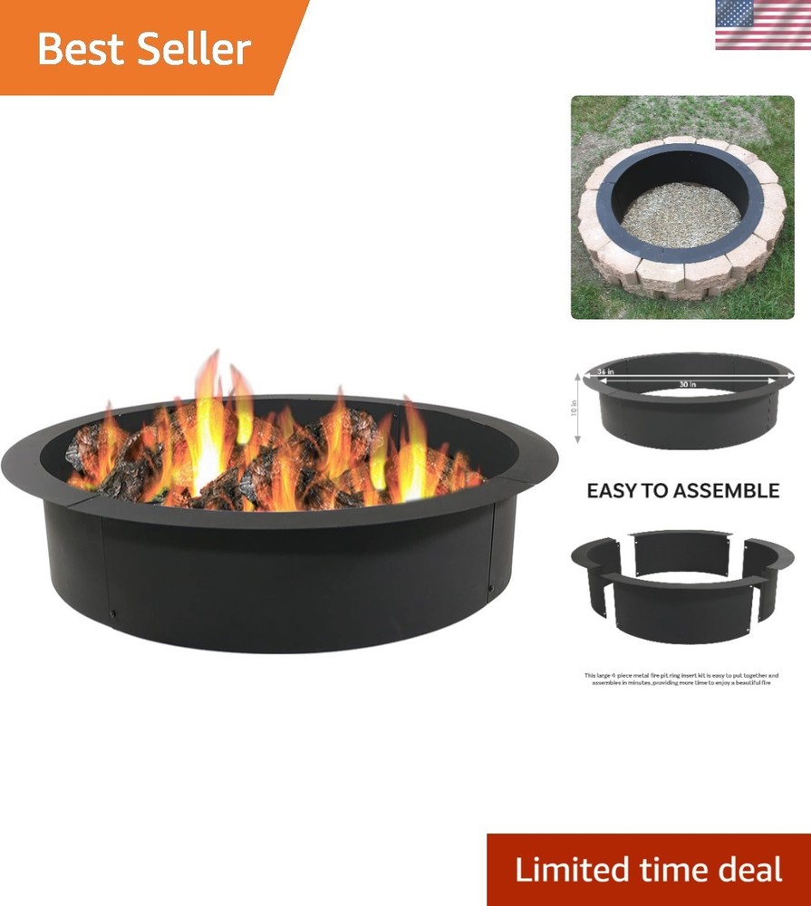 Customizable 36-Inch Fire Pit Insert - Easy Assembly with Safety Features
