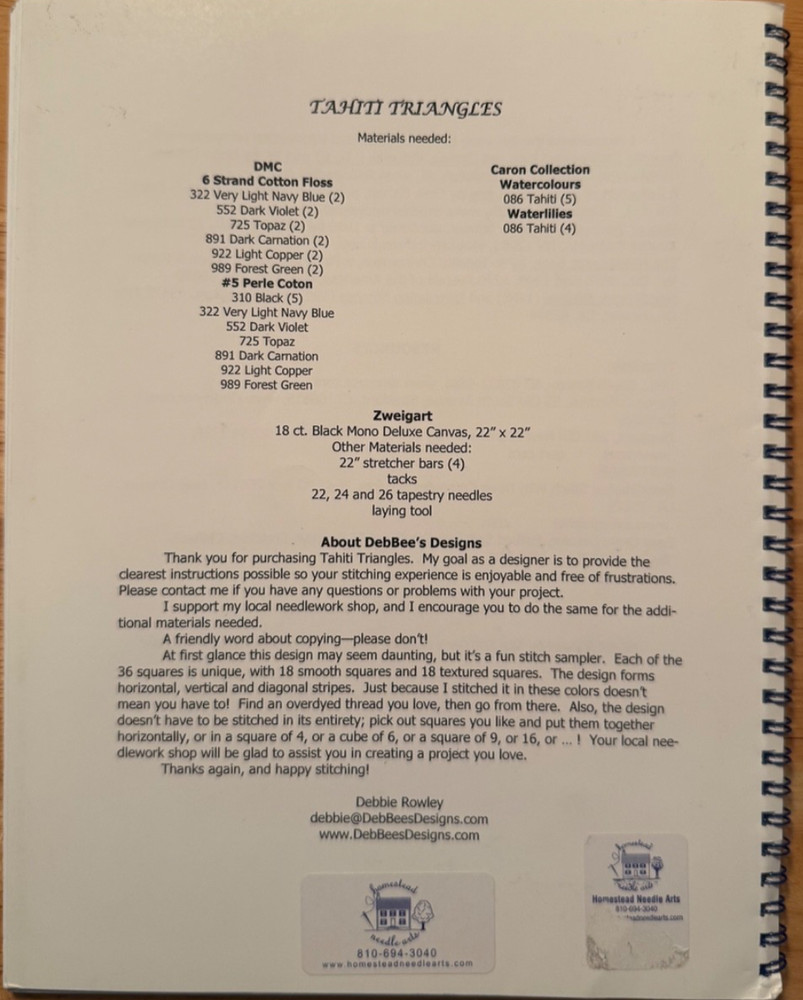 DebBee's Designs Tahiti Triangles Needlepoint Patterns (2009, Trade Paperback)