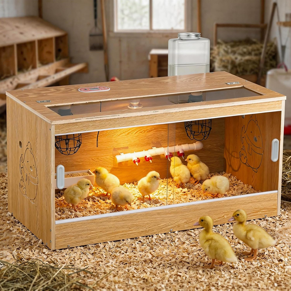 Brooder for Chicks, 32" Chicken Brooder with Feeding & Watering System, Upgrade