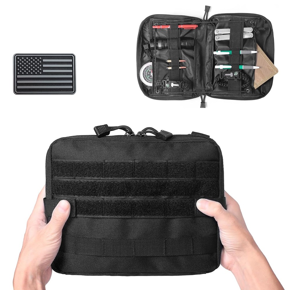 Tactical MOLLE Pouch Horizontal Admin Pouch EDC Pouch Utility Tool Bag Black US