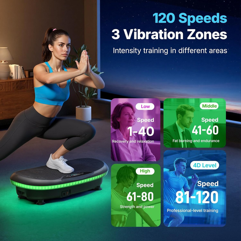 Vibration Plate Exercise Machine, 4D Whole Body Workout Vibrating Platform for L