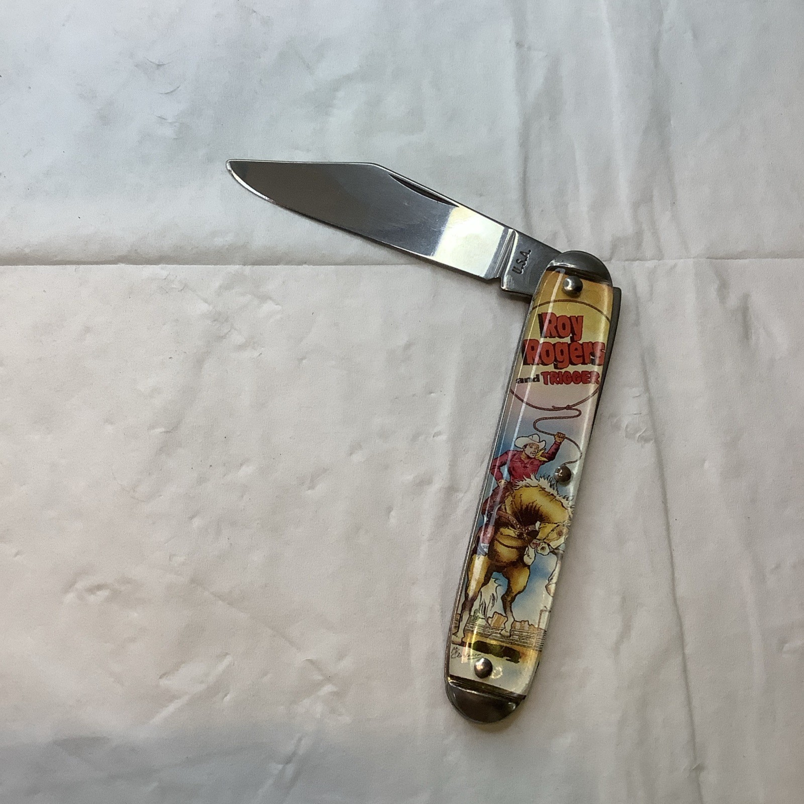 Vintage Novelty Knife Co. USA Comic Style Pocketknife Roy Rogers And Trigger