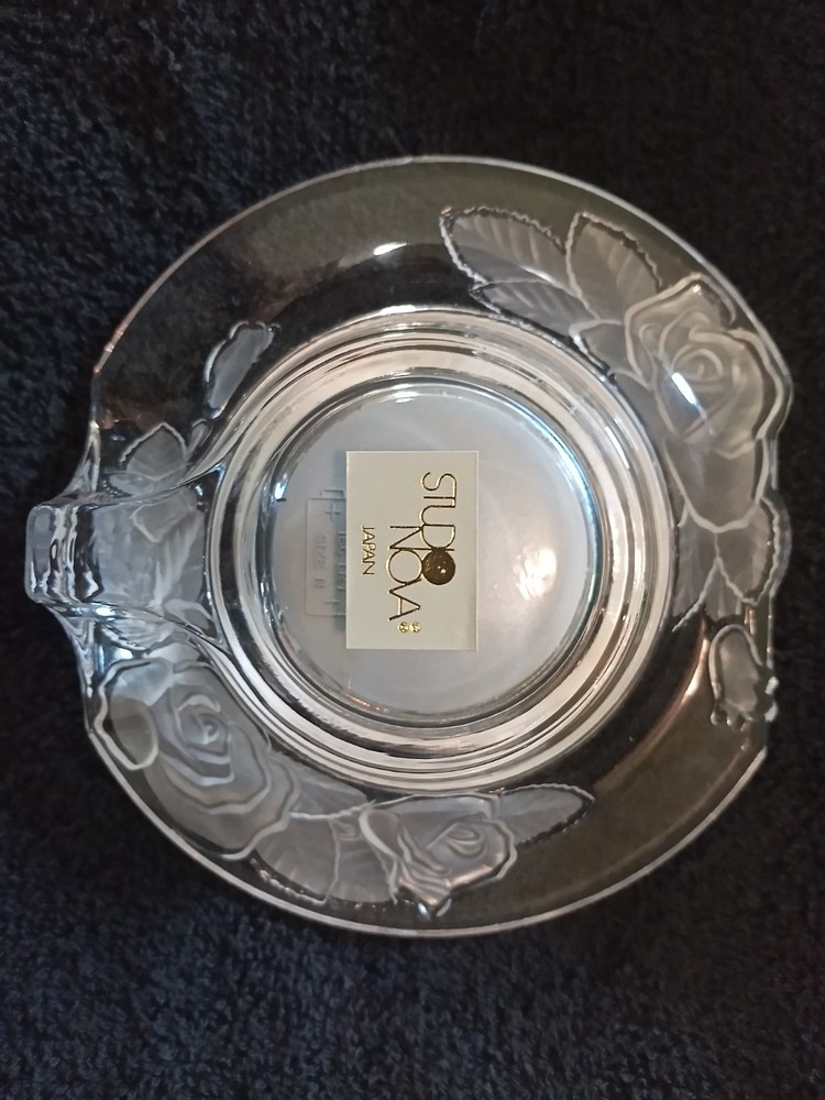 Studio Nova Lead Crystal Table Clock - Rose Pattern - Japan/Germany **NIB**