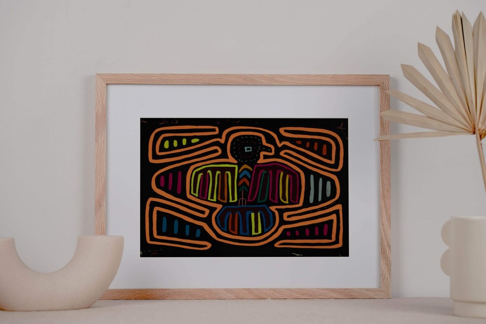 Classic Orange And Black Thunderbird Design Mola