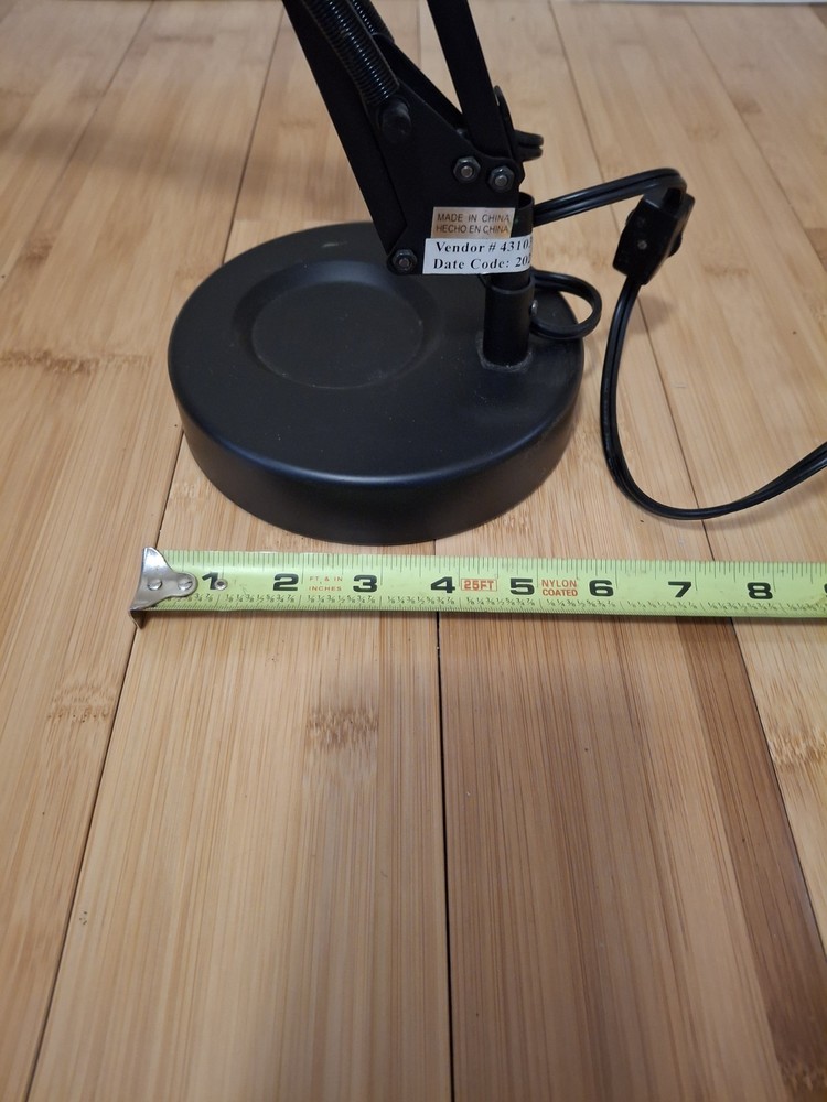 Hampton Bay 22" Matte Black Architectural Task Desk Lamp Model 43103 With White