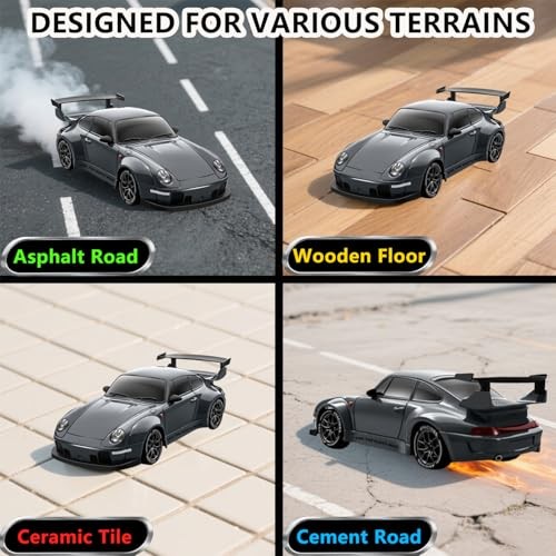 RC Drift Car, 1:24 Scale Remote Control Vehicle with LED Dark Gray