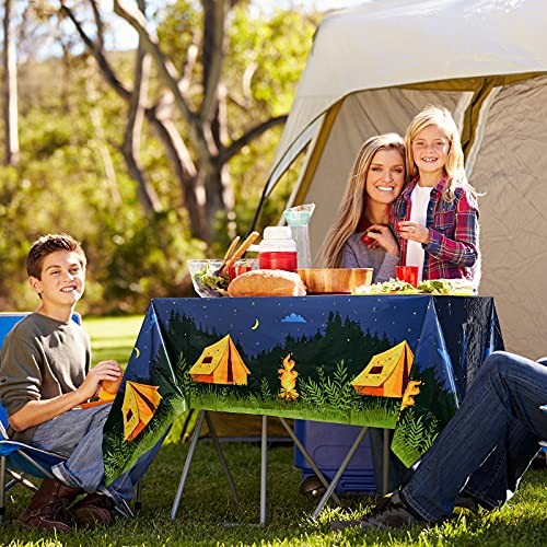 Pieces Camping Party Decorations Camping Tablecloth Plastic Rectangular 2
