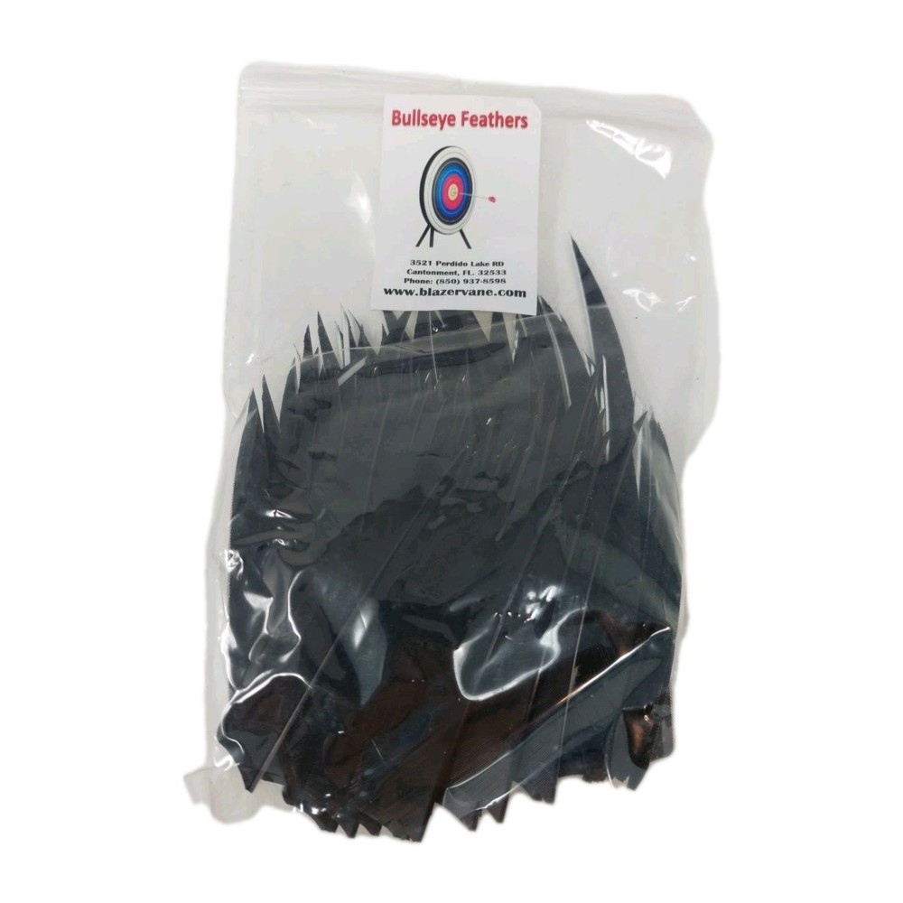 100 Pack Bullseye Archery Feathers 4" Right Wing: Shield Solid PSE Black