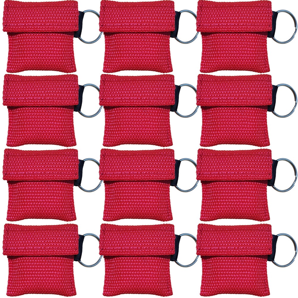 100 pcs CPR MASK WITH KEYCHAIN CPR FACE SHIELD AED FIRST AID TRAINING Red