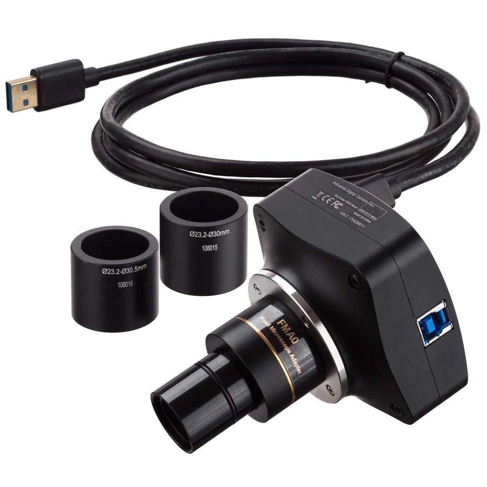 Amscope 2MP USB 3 Microscope Camera Back-illuminated CMOS C-Mount+Reduction Lens