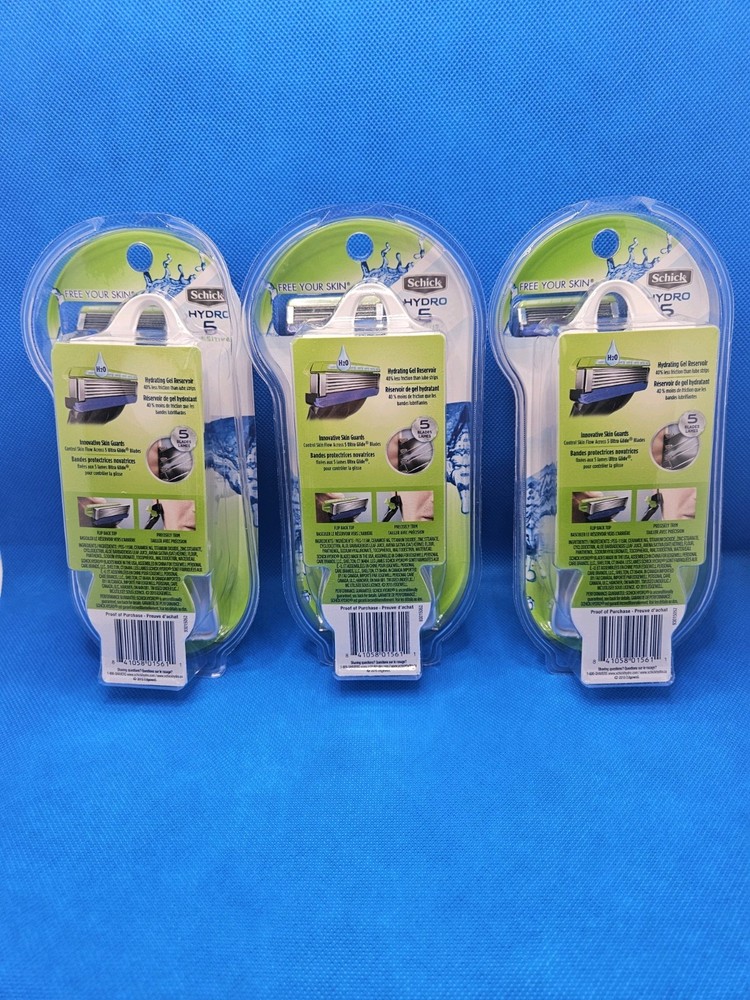3 Schick® Hydro 5 Razor Sensitive with 2 Cartridges