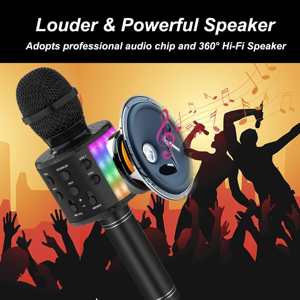 Bluetooth Karaoke Microphone for Singing: Professional Handheld Black2
