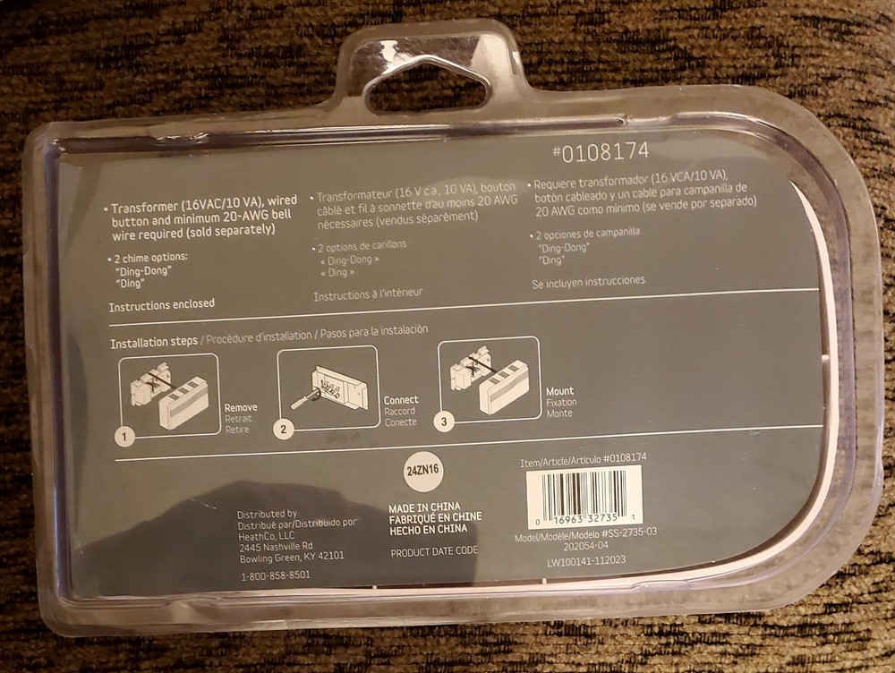 Wired Doorbell Chime White 2 Sound Options