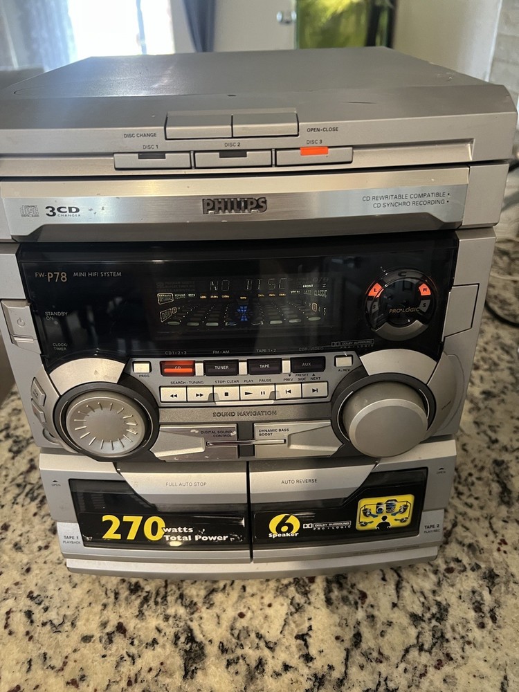 Phillips  FW -P78 Shelf Stereo Tested Working 1  Cassette Doesn’t Work