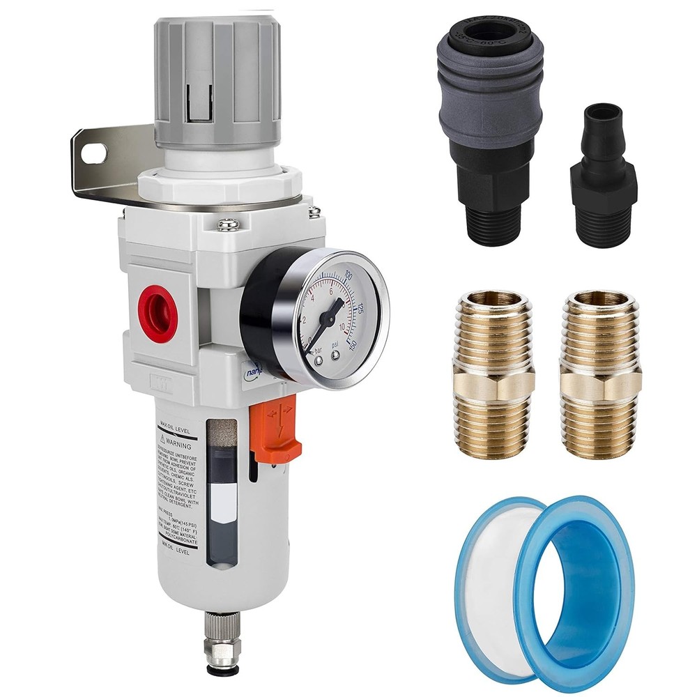 Optimize Pneumatic Performance: 1/2" NPT Filter Regulator Combo with Elements