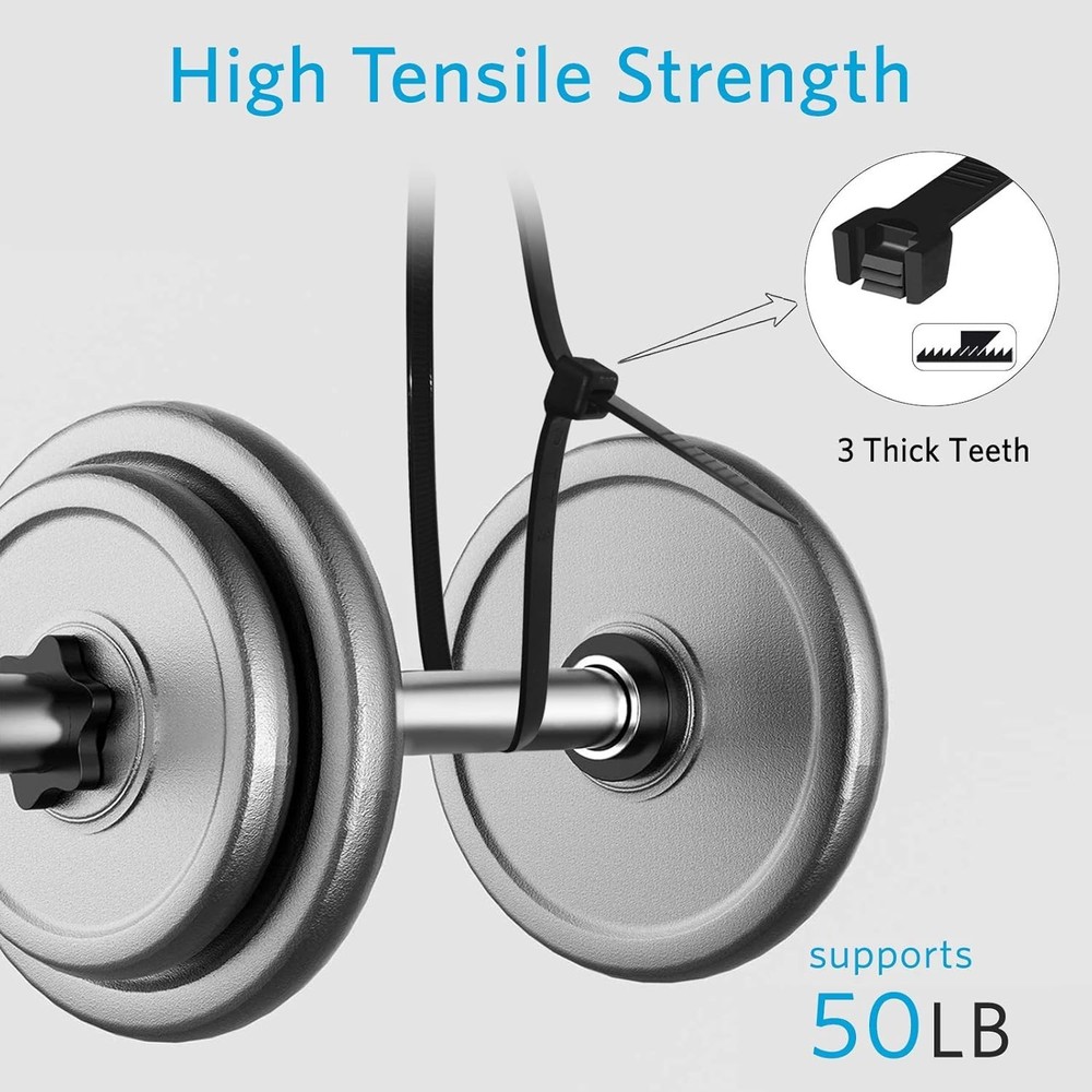 Quality 12'' Zip Ties 100 Pack - 50lb Strength, Easy Storage Assurance