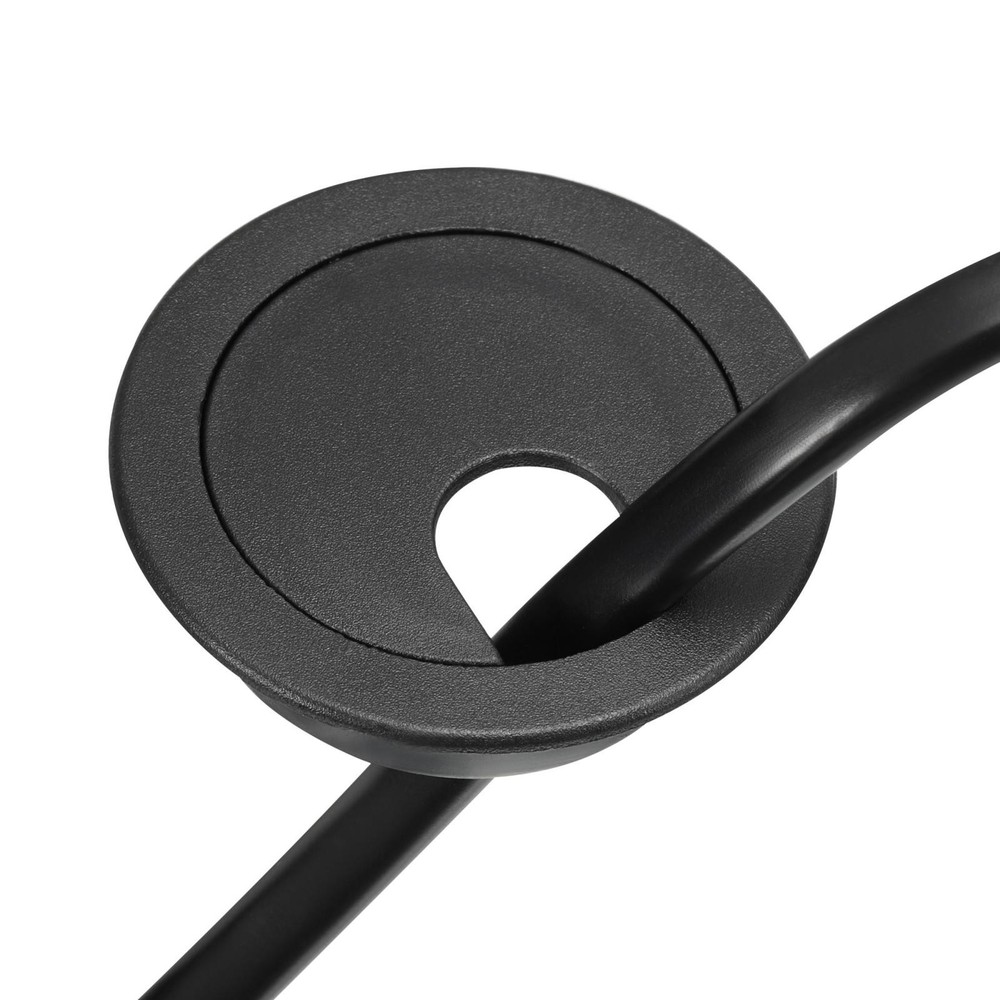 15Pcs Desk Cable Hole Cover,Cord Through Raceway Plastic(35mm,Black)