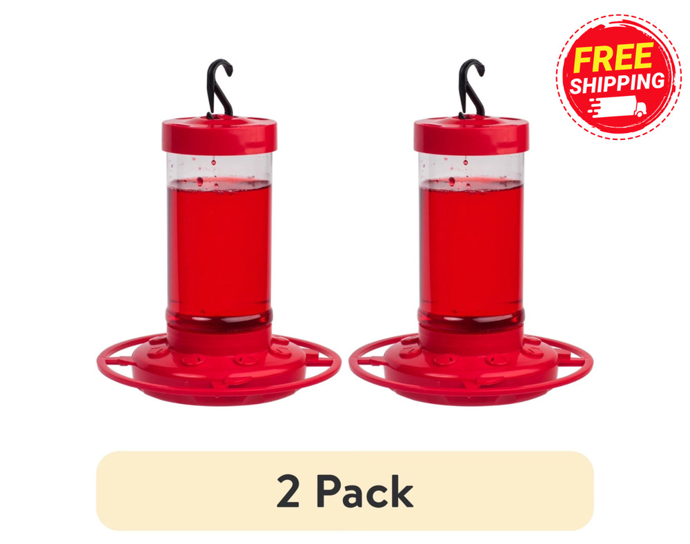 2 pack First Nature Hummingbird Feeder, 16 oz, Red, Plastic