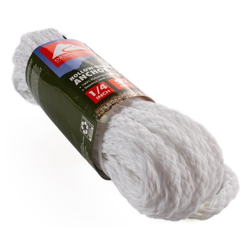 50ft Braided Polypropylene Anchor Line W/ Snap Hook Durable Rot-Resistant Rope