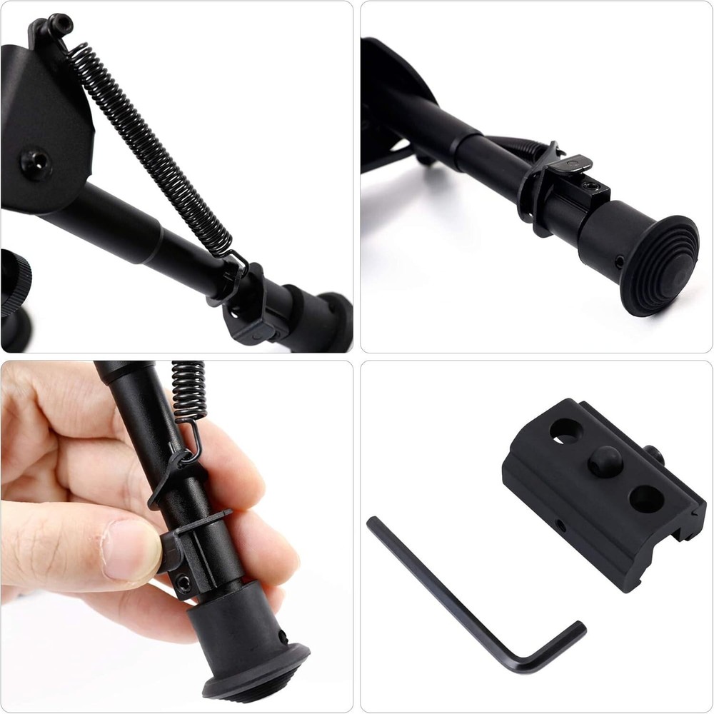 6-9" Adjustable Spring Return Bipod Adapter 20mm Picatinny Rail Mount Adapter