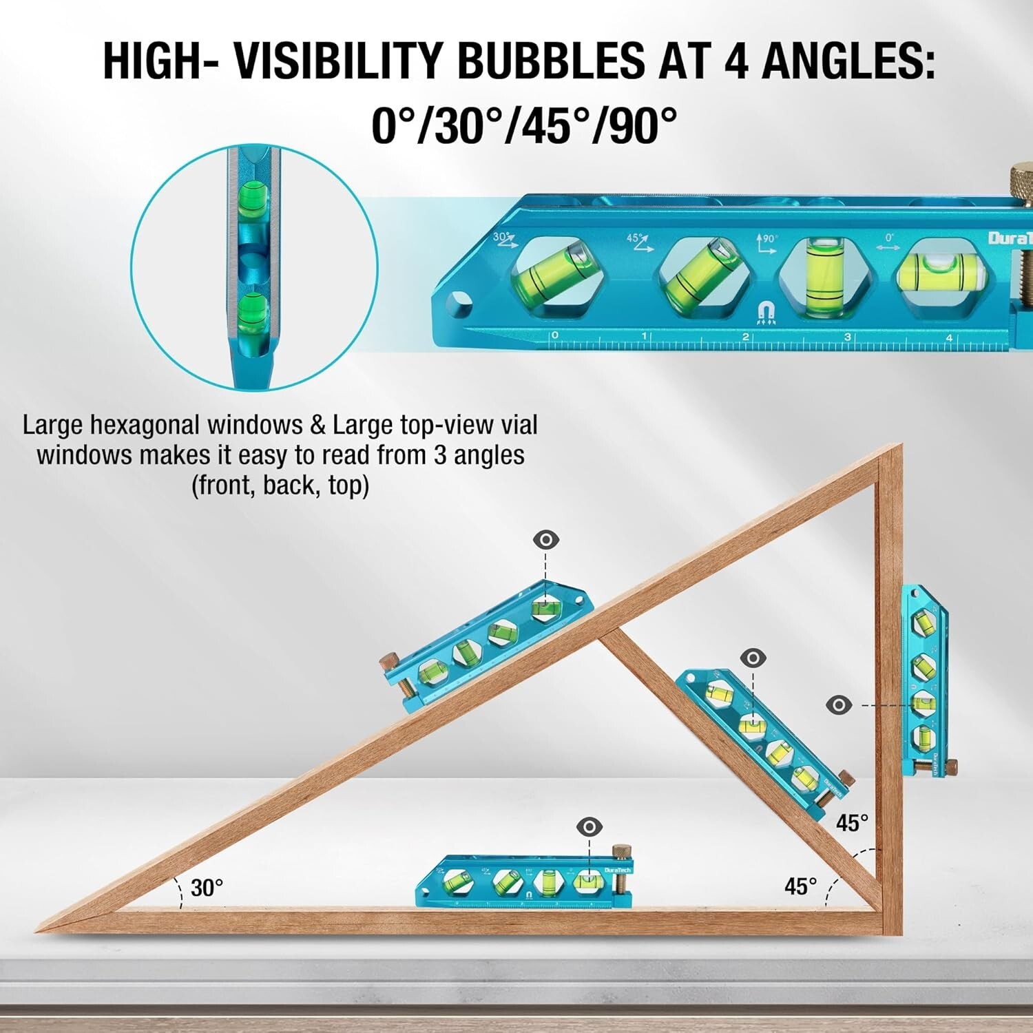 DURATECH 3-Piece Level Tool Set, Magnetic Torpedo Level Included 2.5", 6.25", 8"