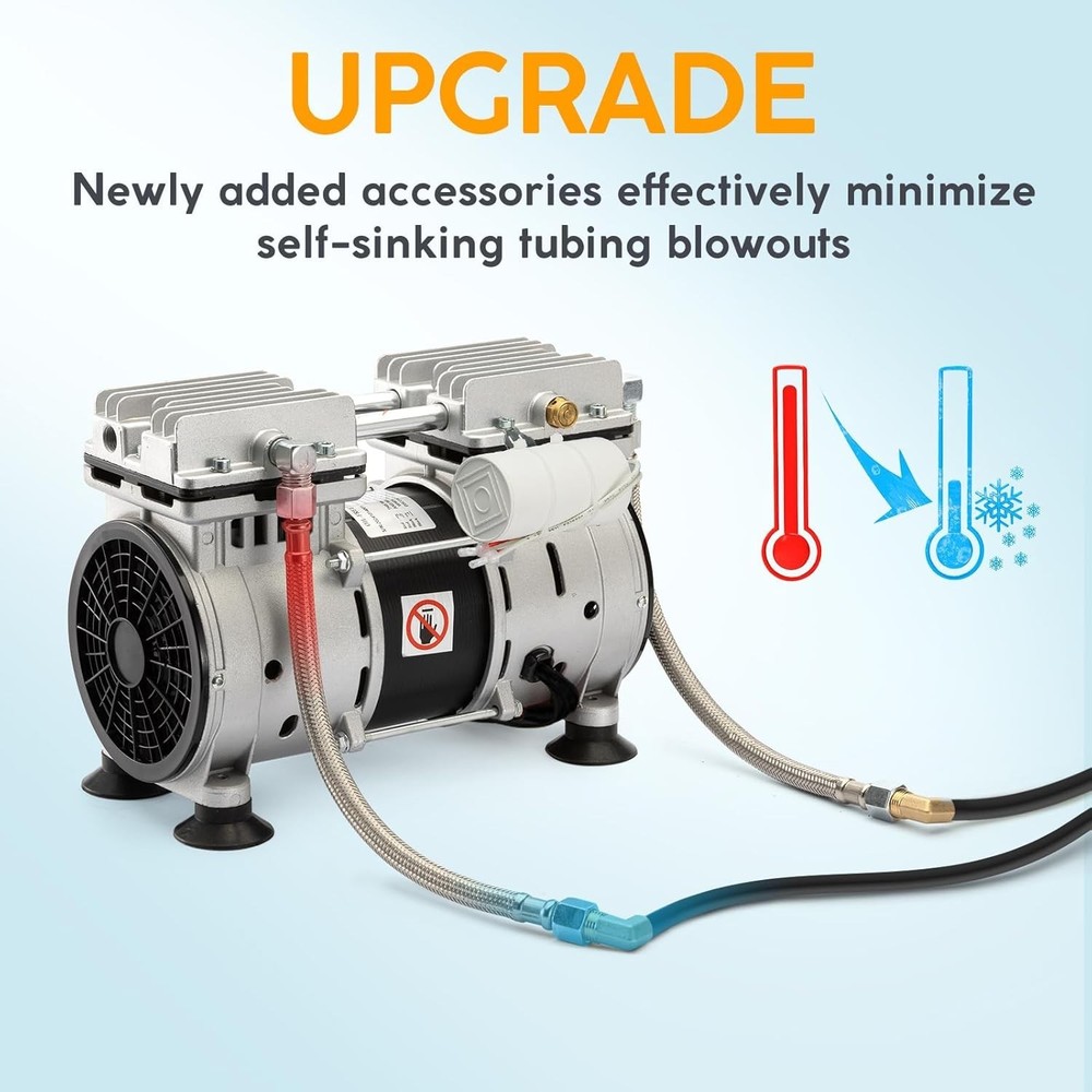 Outdoor Pond Aerator System 100ft Sinking Air Line 5.76 CFM with 2 Diffusers