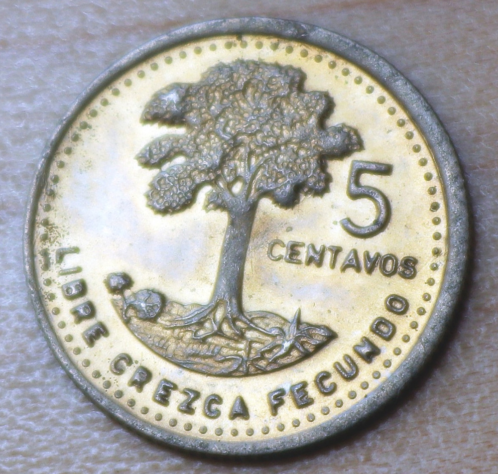 1989 Guatemala 5 Centavos Kapok Tree Unc.