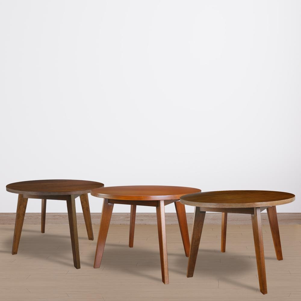 Genuine 24" Round Coffee Table with Solid American Gum - Walnut