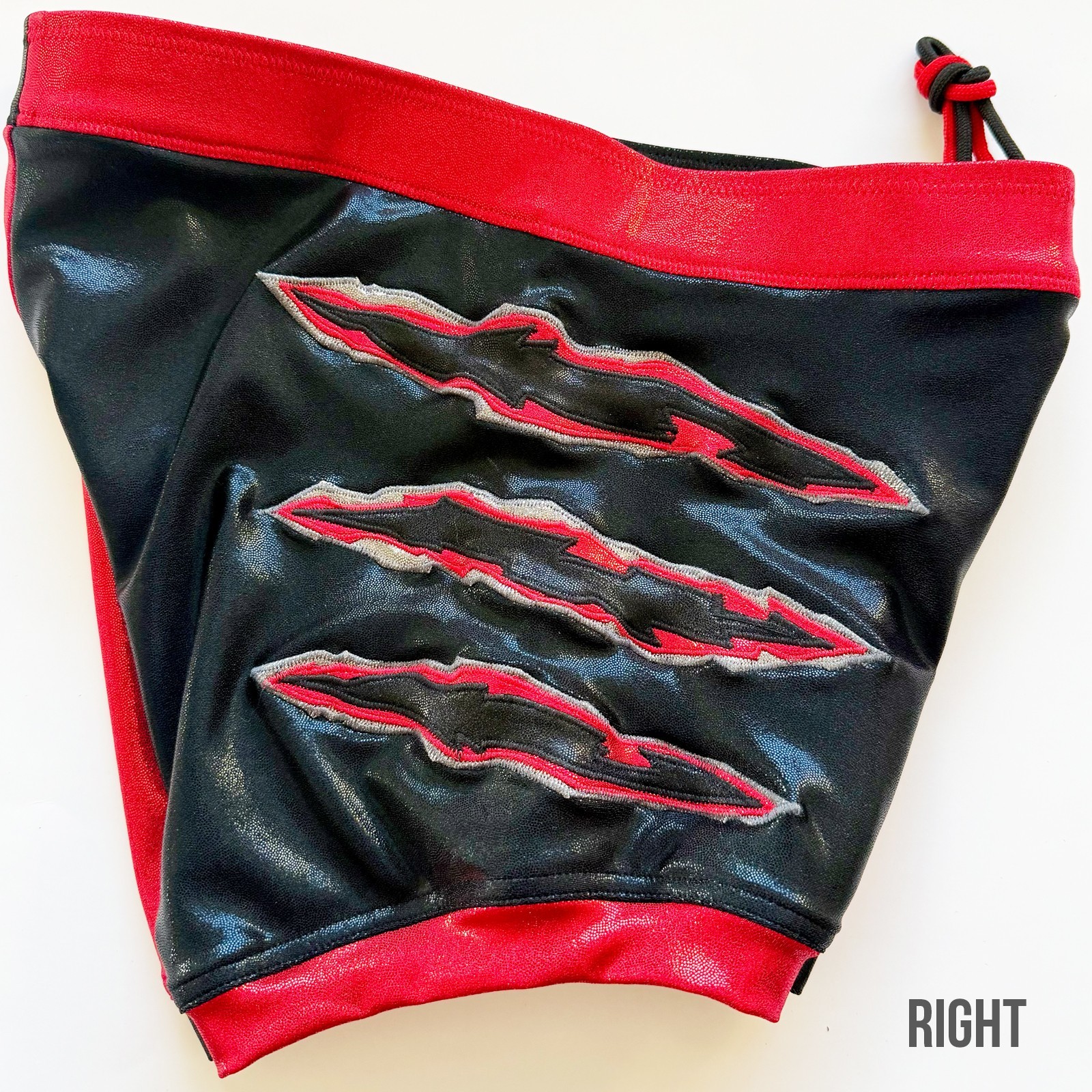 Pro Grade Wrestling Black on red claws Wrestling biker shorts trunks tights gear