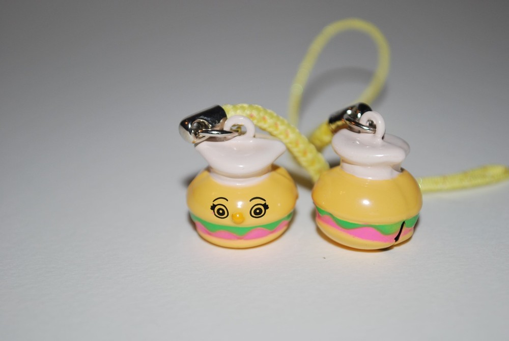 HAMBURGER CHEF BRASS BELL CELLPHONE CHARM STRAP
