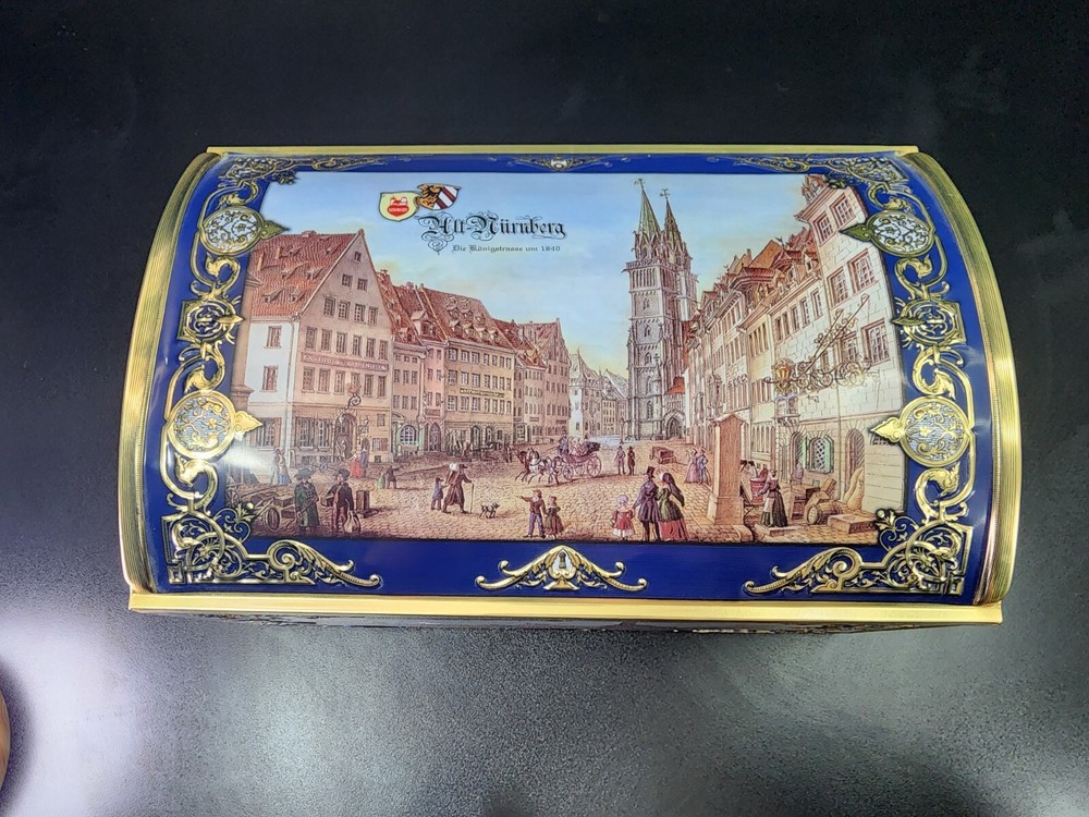 Lebkuchen-Schmidt Made in Germany Rounded Lid Tin Box Blue