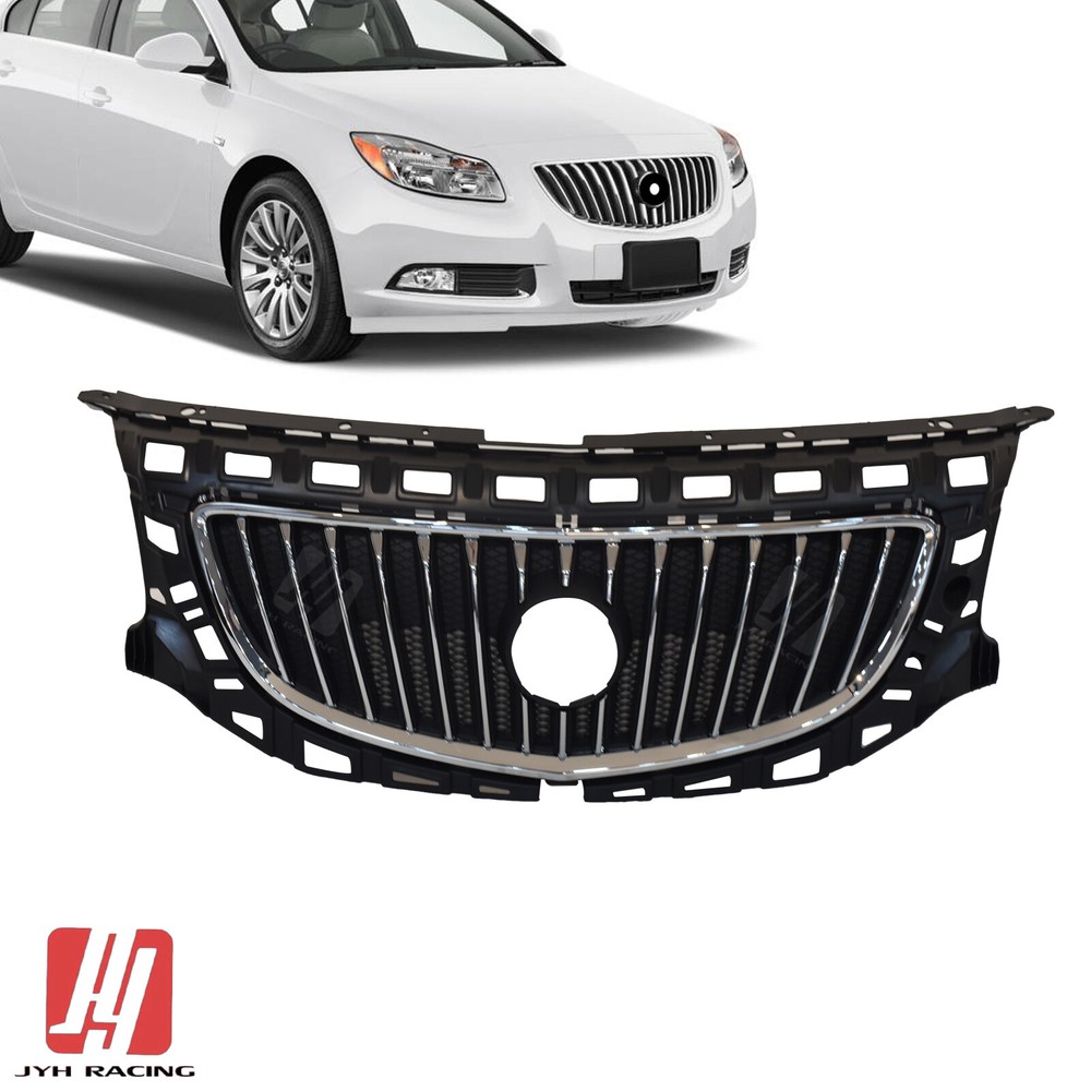 Fits 11-13 Buick Regal Front Upper Grille Chrome Shell With Painted Black Insert
