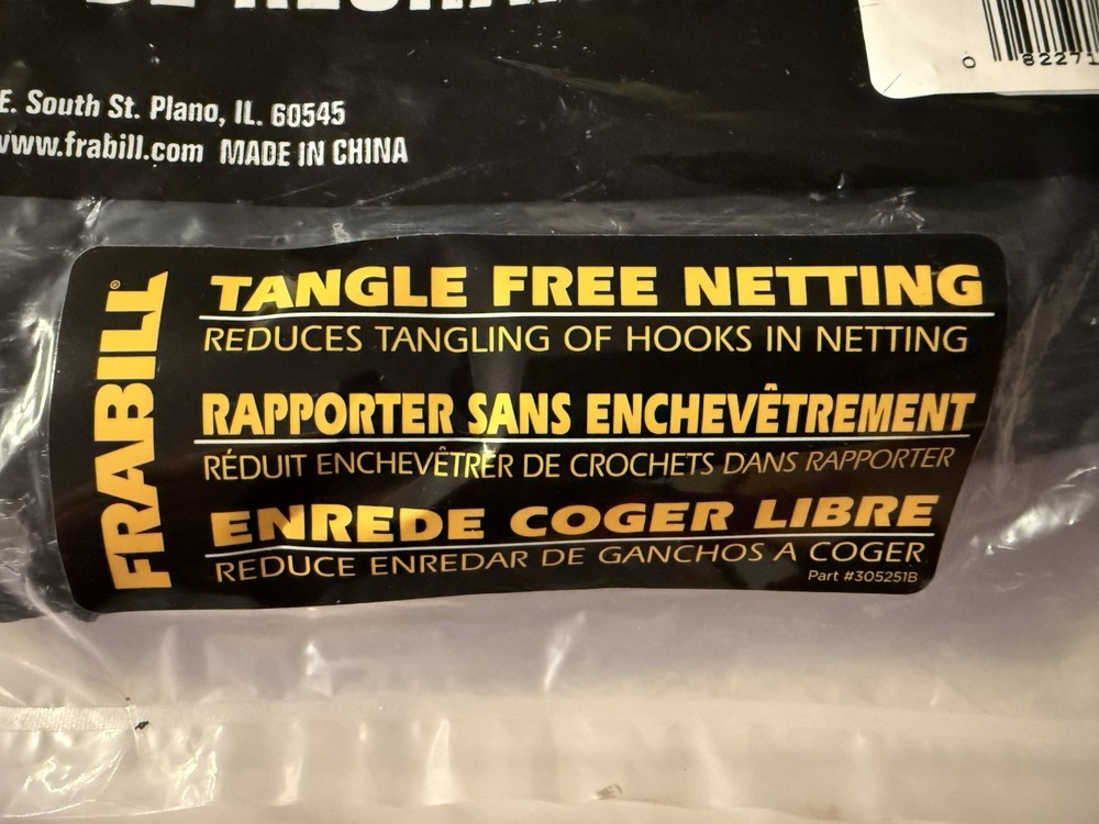Frabill Replacement Net Fits Up To 25” Tangle Free 36” Deep With 1” Mesh