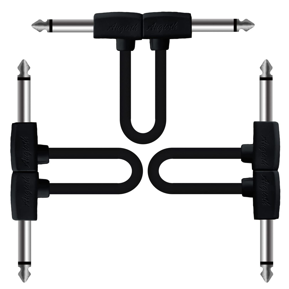 6 Inch 3 Pack 15 Cm Guitar Patch Cable 0.5 Ft 1/4 Right Angled TS Effect Pedal C