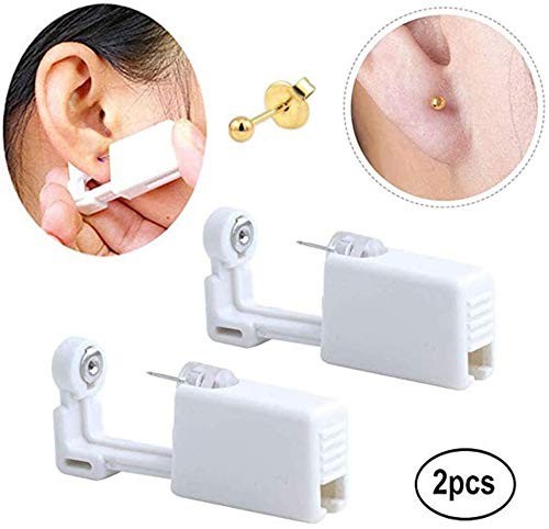 2 Pack Self Ear Piercing Gun Earring Disposable Piercing Kit No Pain Easy Use Ea