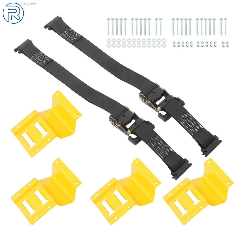 Durable E Track Wheel Chock System 6' Ratchet Tie Down Strap Secure Cargo 1 Pack