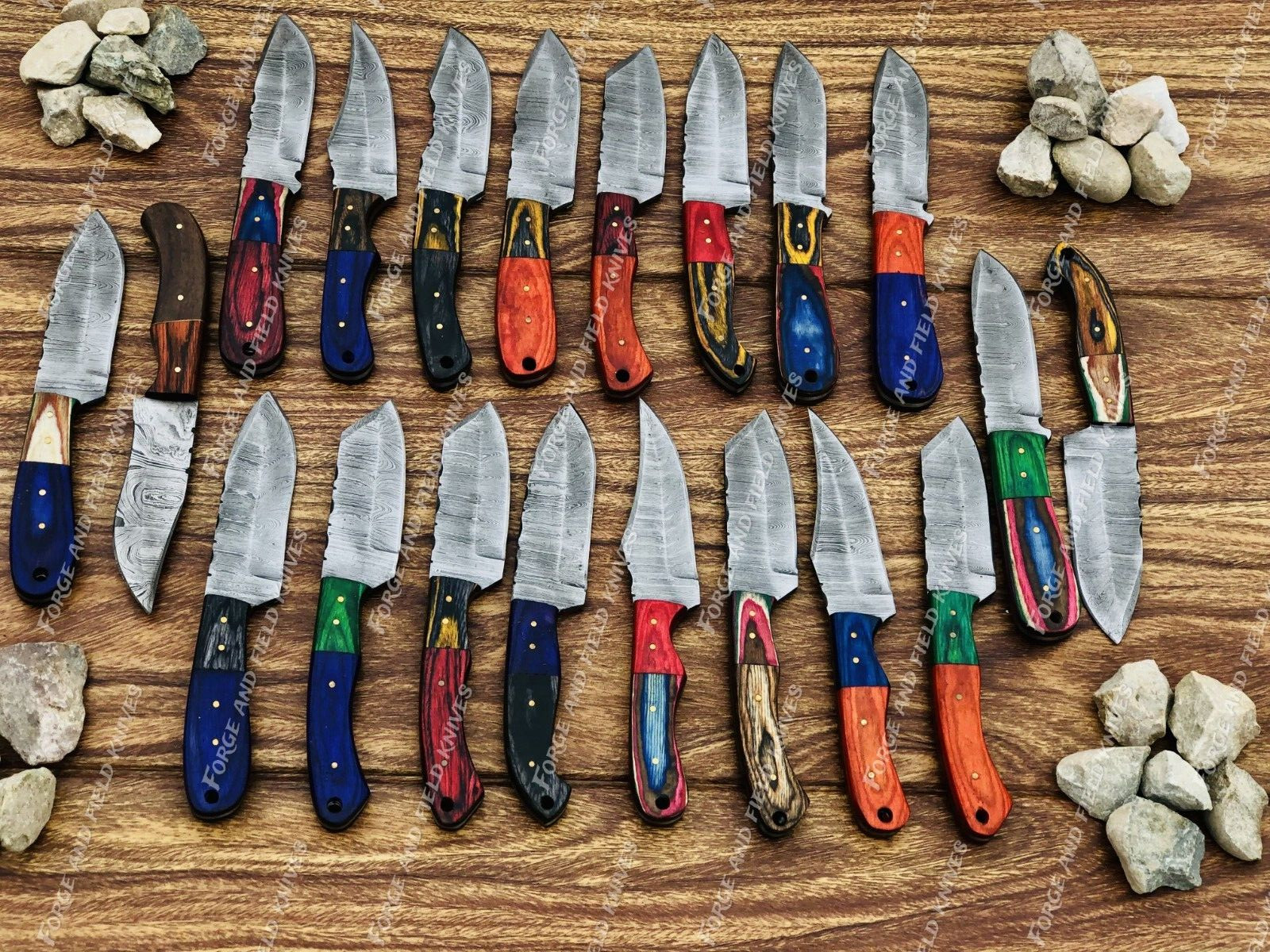 Lot of 50 Custom Handmade Damascus Steel 8" Full Tang Skinner Hunting Knifes USA