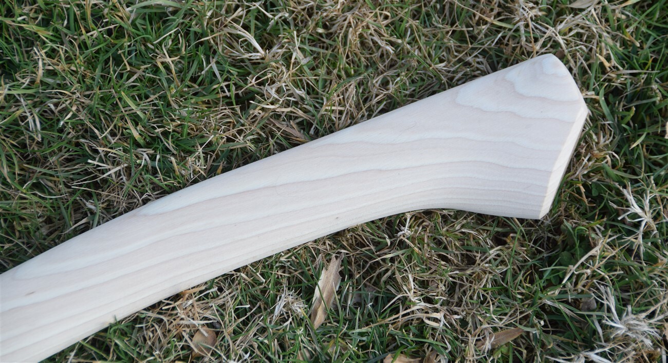 HICKORY 32" Single Bit Bent Fawns Foot Palm Swell AXE HANDLE ~ UNFINISHED