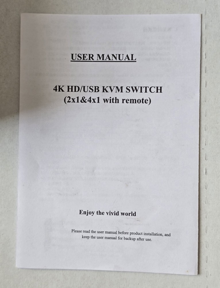 4K HD USB KVM Switch 2X1 with Remote New.