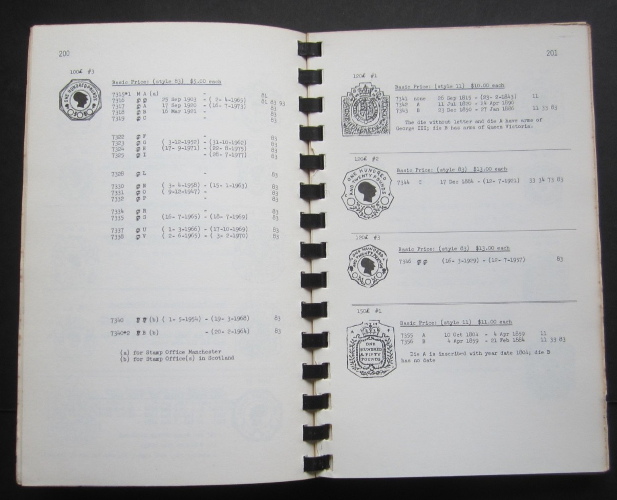 Impressed duty stamps of Great Britain. Fiscal Stamp Catalogue 1981. rare book