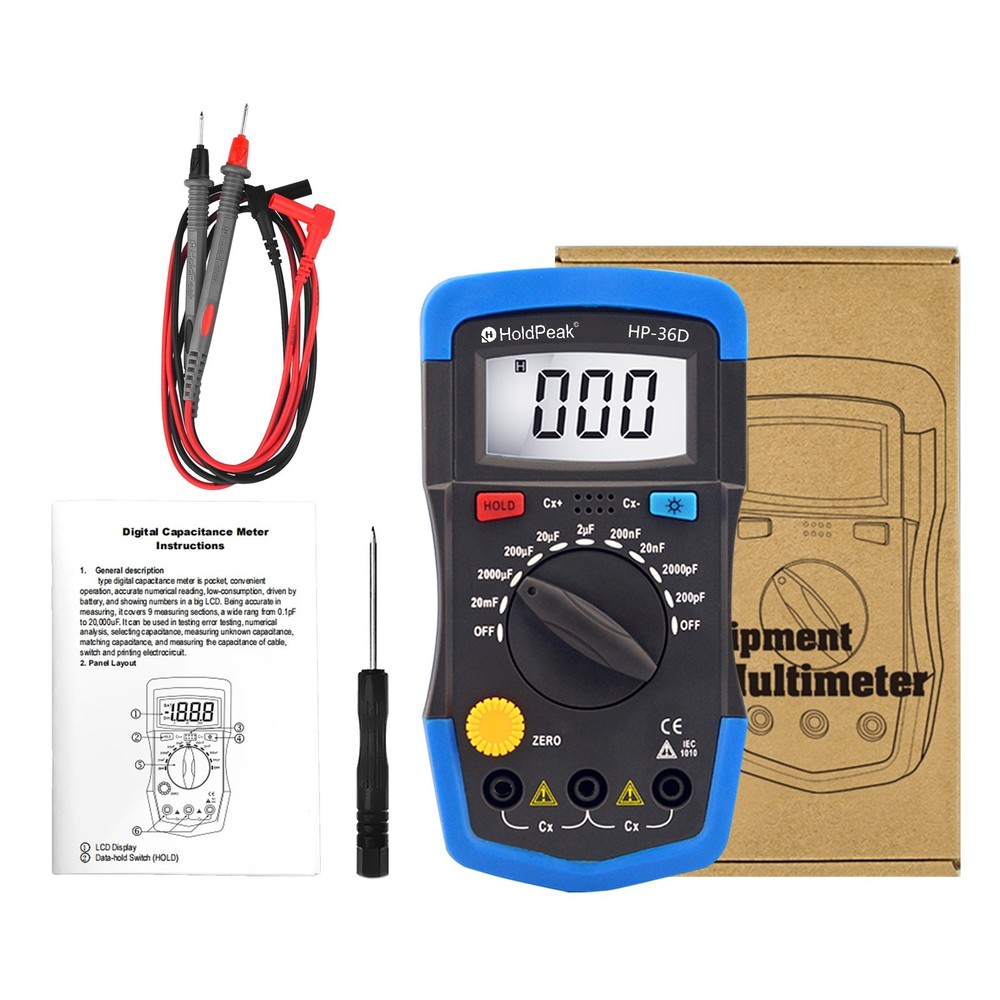 Digital Capacitor Tester 200pF-20mF Multimeter Capacitance Meter Measure Tool US