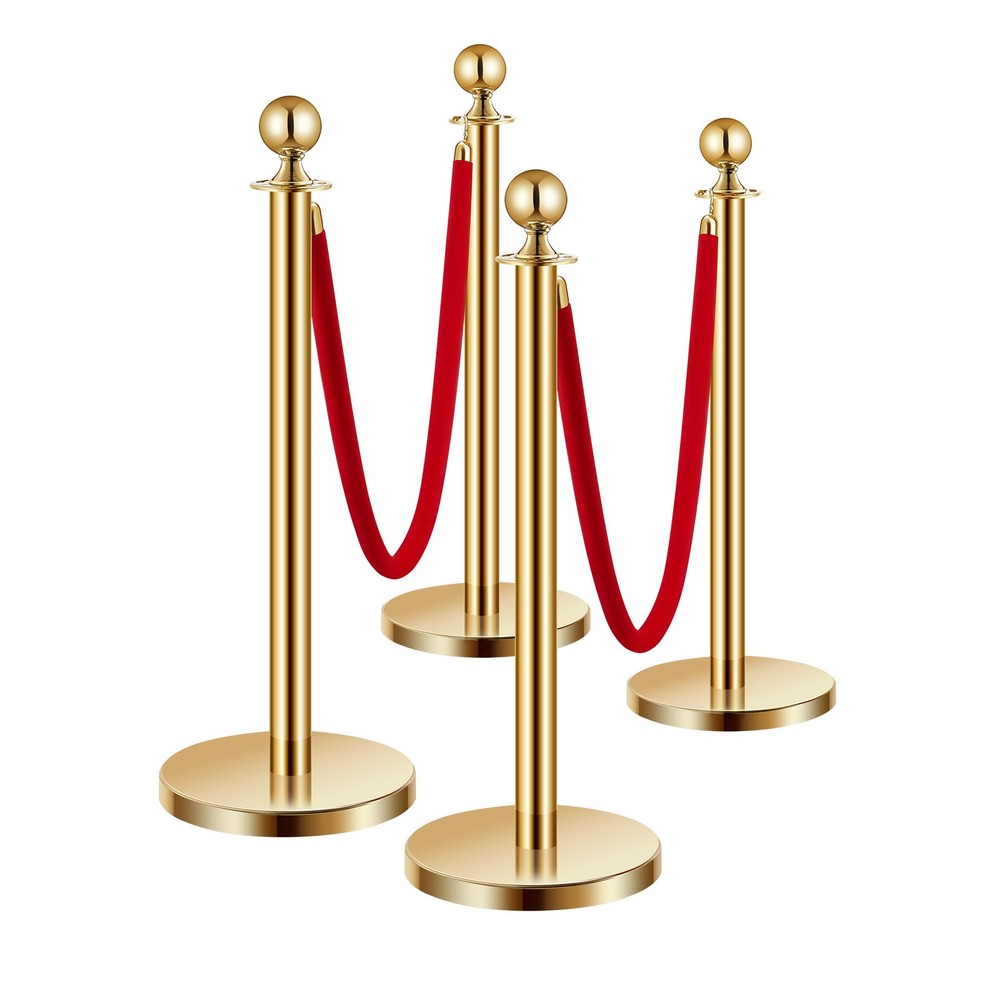 VEVOR 4Pcs Gold Stanchion Post Crowd Control Queue Barrier Sand Injection Base