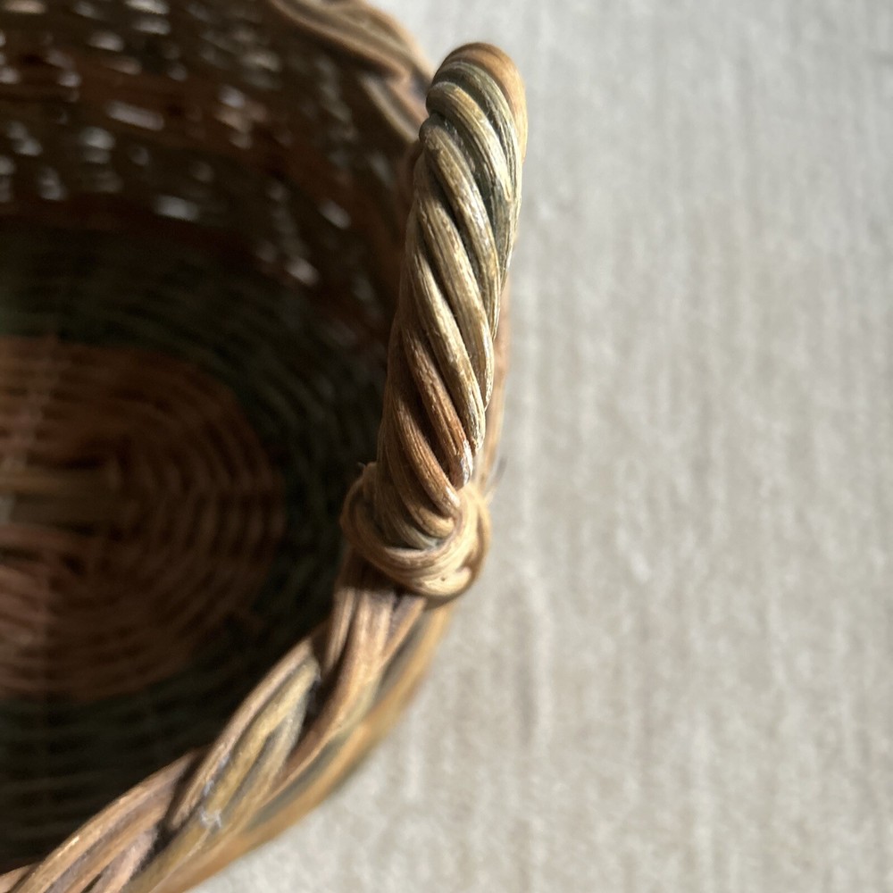 Basket Rope Accent Brown Fixed Handle Decorative. Oval Shape