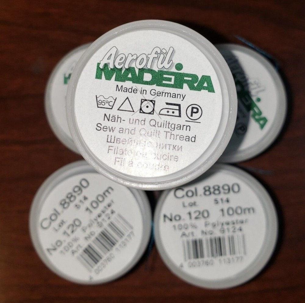 5 SPOOLS OF Madeira Aerofil Snap Spool Polyester Thread- 100M #9124 BLUE