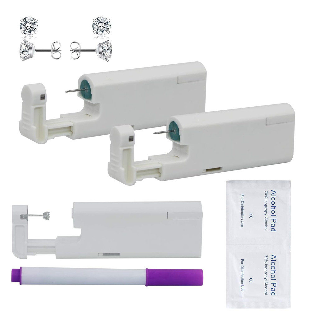2Pcs Ear Piercing Kit, Automatic Ear Piercing Gun Disposable Aseptic Household E