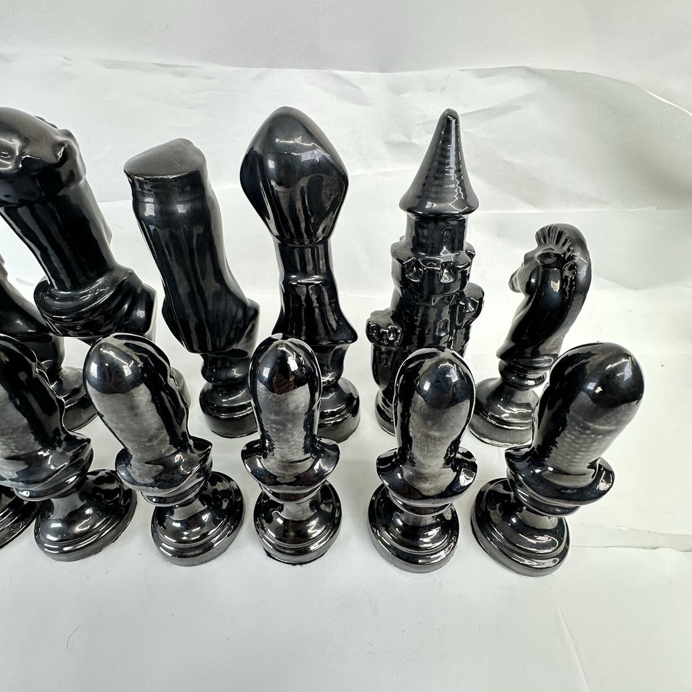 Ceramic Bisque 32 Piece Large Scioto Chess Set 1979