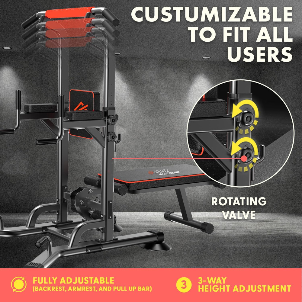 Pull-Up Workout Station with Bench - Multifunctional Gym Equipment Setup W/Pulli