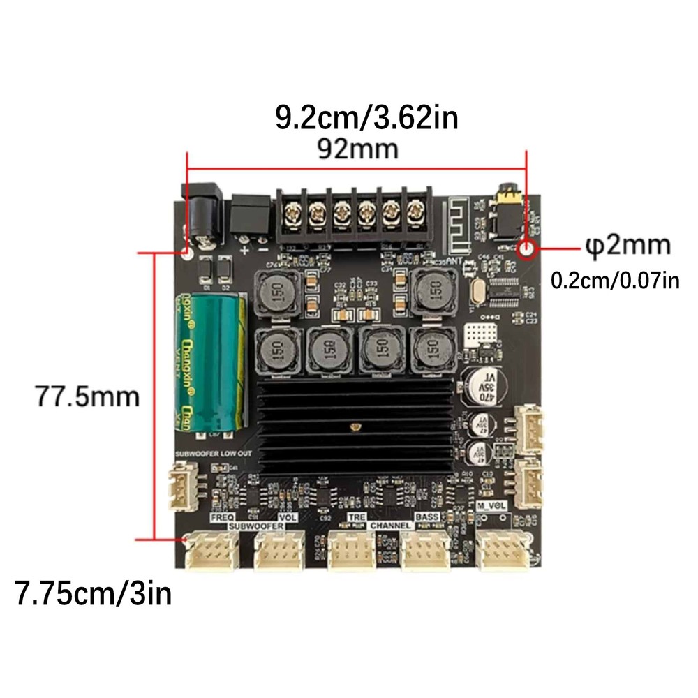 DC12~24V Power Amplifier Board Module 2.1 Channel 50W*2+100W Bluetooth sq