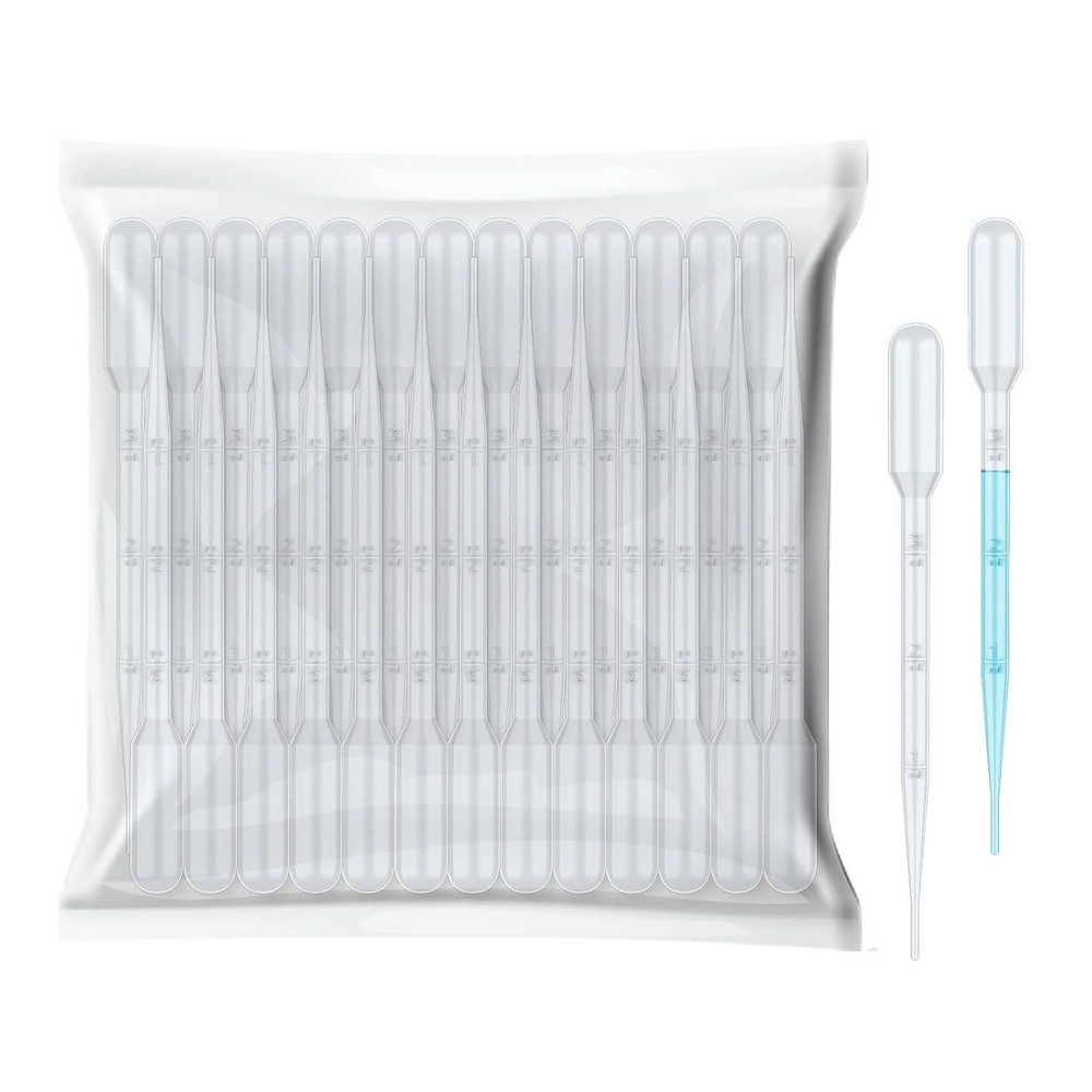 100Pcs 3Ml Disposable Plastic Transfer Pipettes Calibrated Dropper